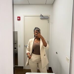 Banana Republic Factory Hayden Cream Blazer and Pants Set